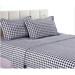 Hepburn Black‎ Gingham Plaid 100% Cotton Sheet Full Preppy Farmhouse Country